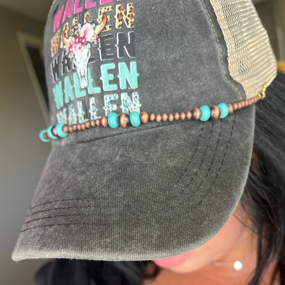 Stylish Black and Tan Cap with Beaded Detail